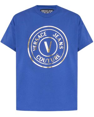 Versace Jeans Couture Couture Logo-Printed Crewneck T-Shirt - Blue