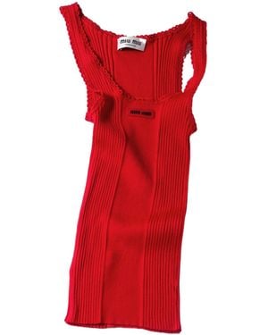 Miu Miu Ribbed Knit Wool Tank Top - Red