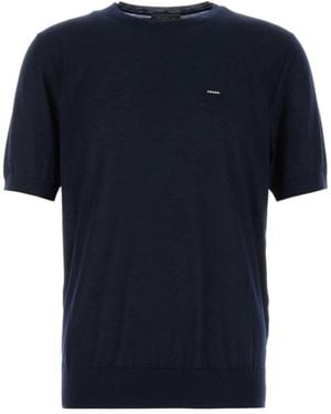 Prada Short-Sleeved Knitted Jumper - Blue