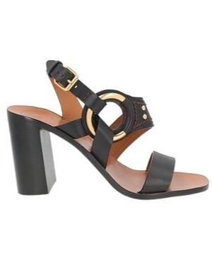 Chloé Round-Toed, Thick-Heeled Sandals - Metallic