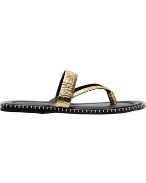 Dries Van Noten Croc-Effect Leather Thong Sandals - Multicolour