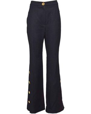 Patou Button-Detailed Tweed Flared Pants - Blue