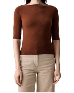Marella Boat-Neck Long-Sleeve Jumper - Brown