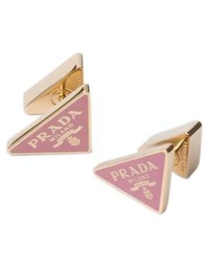 Prada Enameled Metal Earrings - Pink