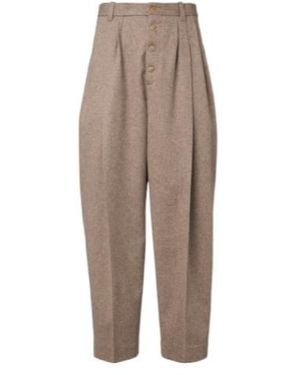 Jacquemus Fernando Virgin Wool Barrel-Leg Trousers - Brown