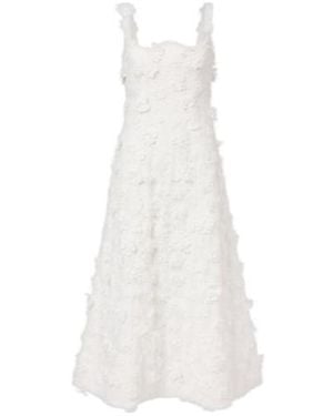 Leo Odette Floral-Appliqué Lace Cocktail Dress - White