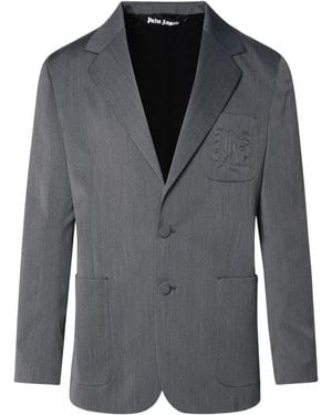 Palm Angels Single-Breasted Tailored Blazer - Grey