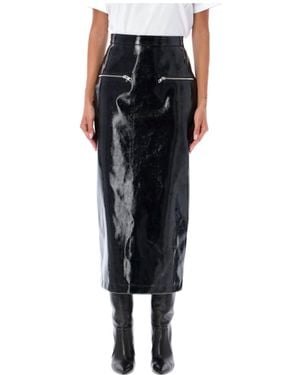 MSGM Faux-Leather Zipped Midi Skirt - Black