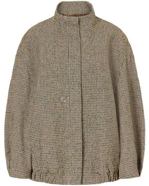 Dries Van Noten Checked Bomber Jacket - Brown