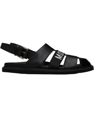 Moschino Open-Toe Flat Sandals - Black