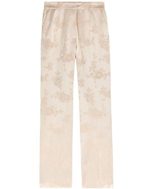 Ganni Patterned Satin Trousers - Natural