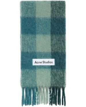 Acne Studios Checked Fringed Scarf - Green