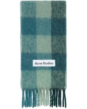 Acne Studios Mohair Check Scarf - Green
