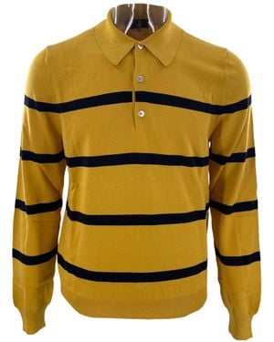 dunhill Striped Long-Sleeved Polo Shirt - Yellow