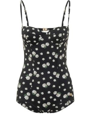 Dolce & Gabbana Floral Printed One-Piece Swimsuit - Black