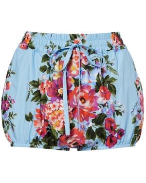 Dolce & Gabbana Floral Cotton Poplin Shorts - Blue