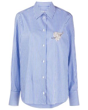 MSGM Embellished-Heart Cotton Shirt - Blue