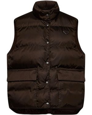 Prada Re-Nylon Padded Down Gilet - Brown