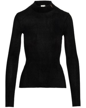 Saint Laurent Cassandre Ribbed Jumper - Black
