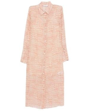 Patrizia Pepe Croco-Print Midi Shirt Dress - Pink