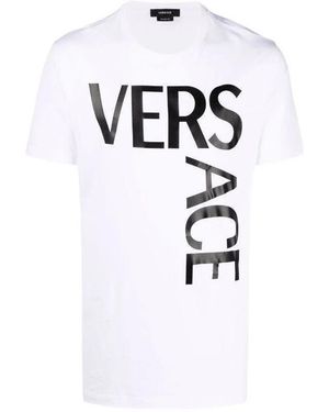 Versace Logo Printed Short Sleeved T-Shirt - White