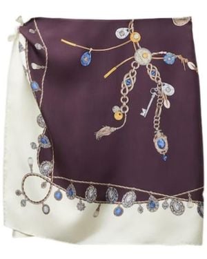 Versace Printed Silk Twill Mini Skirt - Purple