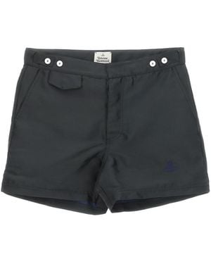 Vivienne Westwood Orb-Embroidered Mid-Rise Bermuda Shorts - Black