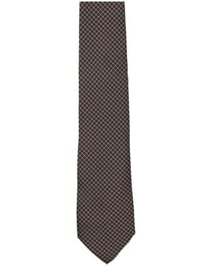Canali Geometric-Pattern Floral-Motif Tie - White