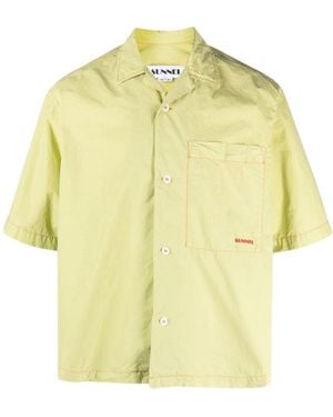 Sunnei Logo-Print Crinkled Shirt - Yellow