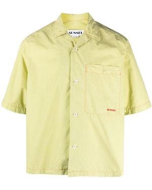 Sunnei Logo-Print Crinkled Shirt - Yellow
