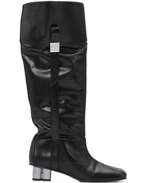 Ganni Slouchy Gathered Heeled Boots - Black
