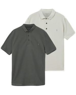 AllSaints Reform Logo Polo Shirts - Grey