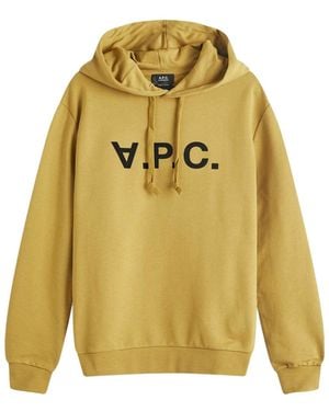 A.P.C. Logo-Flocked Cotton Hoodie - Yellow