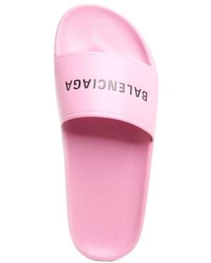 Balenciaga Logo Printed Slippers - Pink