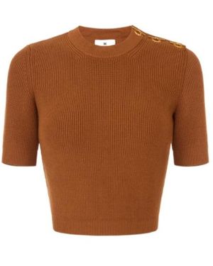 Elisabetta Franchi Button-Detail Knitted Top - Brown