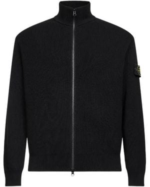 Stone Island Ribbed Cardigan - Black