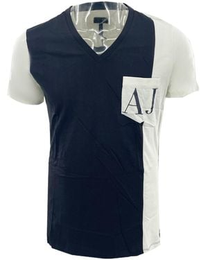 Armani Jeans V-Neck Short-Sleeved T-Shirt - Blue