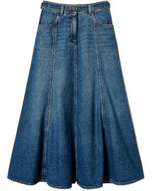 Twinset Oval T-Belt Denim Maxi Skirt - Blue