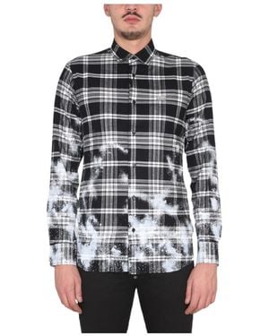 Philipp Plein Gothic Plein Checked Cotton Shirt - Grey