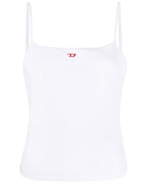 DIESEL T-Hop-D Logo Embroidered Cami Top - White