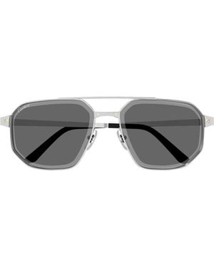 Cartier Ct0462S Geometric Frame Sunglasses - Metallic