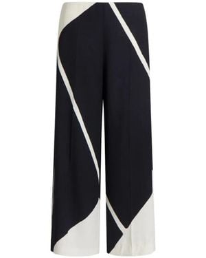 Alberta Ferretti Viscose Twill Trousers With Graphic Print - Blue