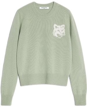 Maison Kitsuné Maison Kitsuné Fox Head Intarsia Regular Jumper - Green
