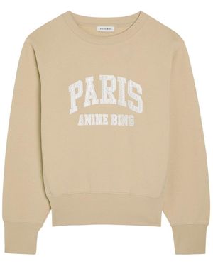 Anine Bing Harry Shrunken Logo-Appliquéd Cotton Sweatshirt - White