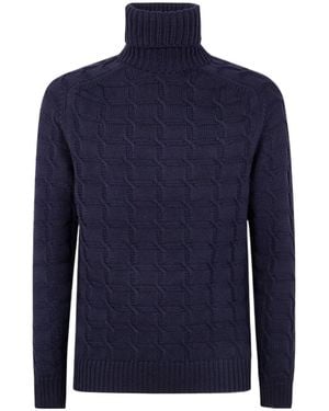 Zanone Cable-Knit Turtleneck Sweater - Blue