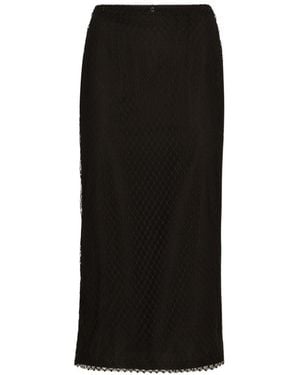 Dolce & Gabbana Mesh Calf-Length Pencil Skirt - Black
