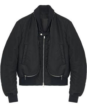 McQueen Zip Detail Cropped Bomber Jacket - Black