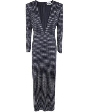 RIXO London Embellished Silk Midi Dress - Blue