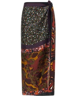 Dries Van Noten Long Wrap Scarf-Skirt - Brown