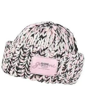 Ganni Thick Mixed-Color Wool Hat - Gray